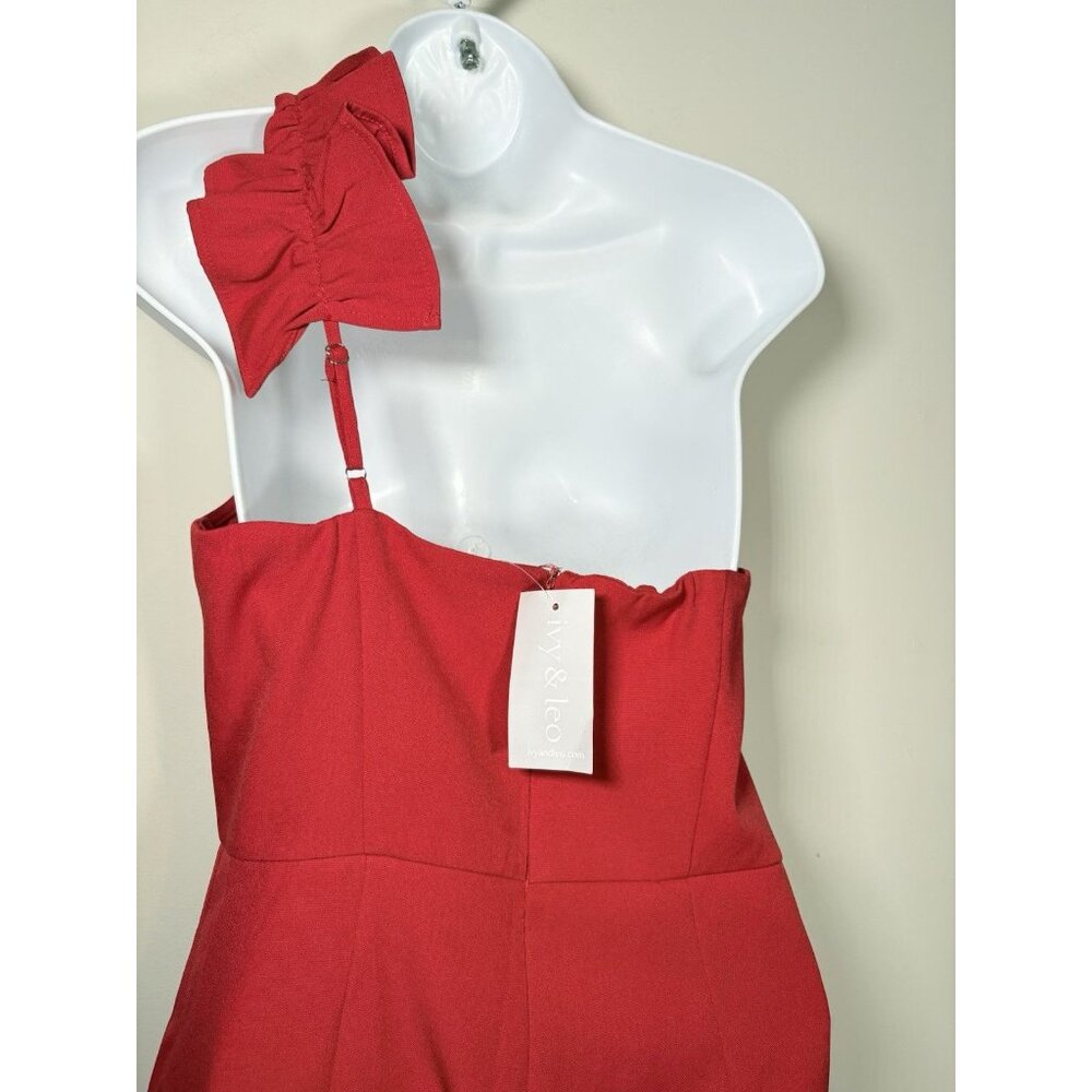 New TCEC Red‎ One Shoulder Ruffle Dress Size Large - Picture 6 of 9